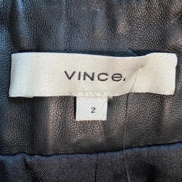 Vince NEW Pleat Front Tapered Leather Trousers Black Size 2 - Picture 11 of 11